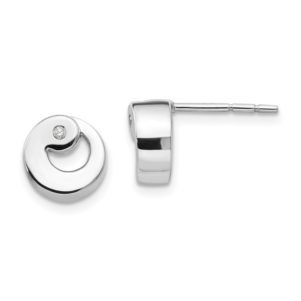 925 Sterling Silver Rhodium-plated Diamond Post Earrings